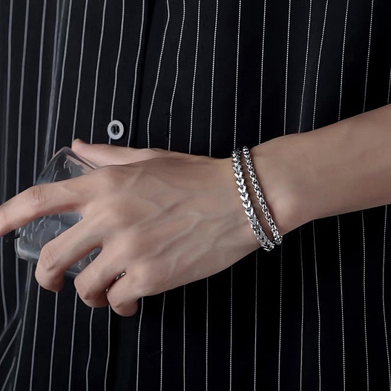 201 из нержавеющей стали браслеты многожильных, Цепи Boston Link и браслеты из пшеничной цепи для женщин, с магнитной застежкой