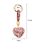 PU Leather & Rhinestone Keychain, with Alloy Spring Gate Rings, Heart