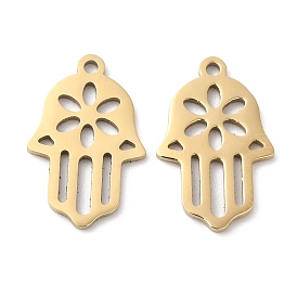 Ion Plating(IP) 316L Surgical Stainless Steel Pendants, Hamsa Hand Charm, Laser Cut