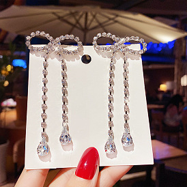 925 Silver Diamond Butterfly Bow Earrings - Exaggerated, Trendy, Elegant Ear Jewelry.