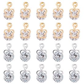 PandaHall Elite Alloy Clear Cubic Zirconia Charms, Butterfly Shape