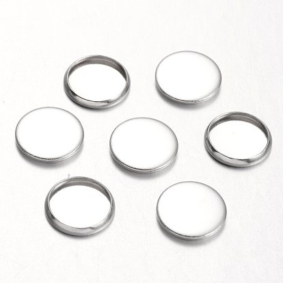 Stainless Steel Plain Edge Bezel Cups, Cabochon Settings, Flat Round
