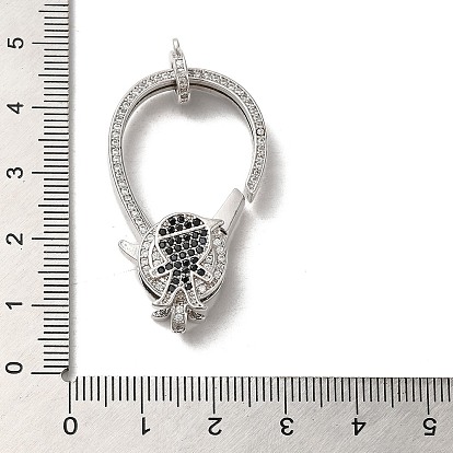 Rack Plating Brass Micro Pave Cubic Zirconia Lobster Claw Clasps, Long-Lasting Plated, Lead Free & Cadmium Free, Human