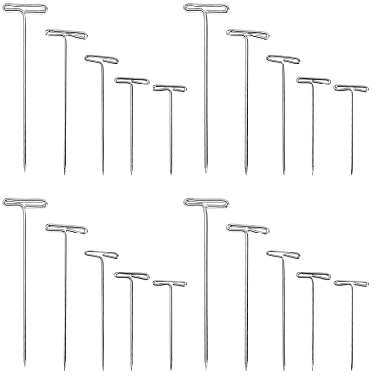 450шт. 5 стили никелированные стальные штифты Т для блокового вязания, моделирование, изготовление париков и поделки