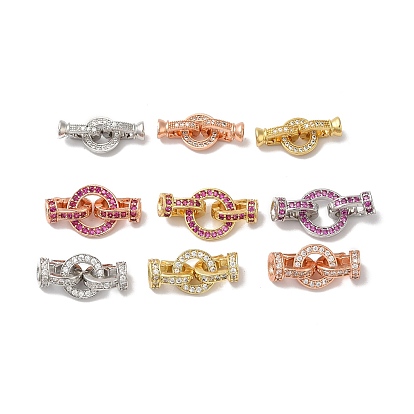 Покрытие стойки латунь микро-паве прозрачное/орхидея кубический цирконий складные застежки, без кадмия и без свинца, долговечный