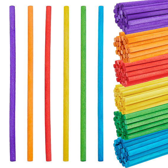 180Pcs 6 Colors Wood Craft Sticks, Column