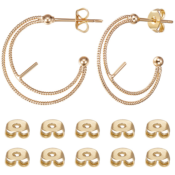 10 шт. латунные серьги-гвоздики с кольцами, за половину пробурено бисера, фурнитура для сережек-половинок, без кадмия, без никеля и без свинца, с ушными гайками 10 шт.