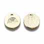 Alloy Charms, Cadmium Free & Nickel Free & Lead Free, Flat Round with Rainbow Pattern