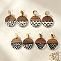Alloy Resin Stud Earrings, Flat Round, Resin & Wood Dangle Earrings for Women, Golden