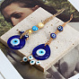 Evil Eye Glass Pendant Decorations, Polyester Braided Hanging Ornament