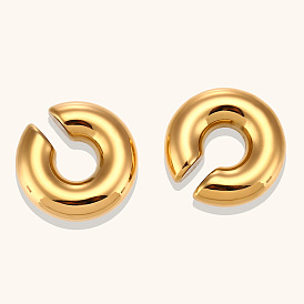 Fashionable Stainless Steel 18K Gold Plated Hollow Ear Clip Earrings for Women