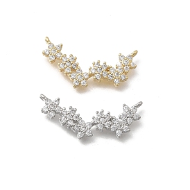 Латунные микро-паве из прозрачных кубических цирконий 6 подвески-соединители в виде цветков, без кадмия и без свинца, стойки покрытие, долговечный