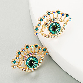 Blue Devil Eye Earrings: Fashionable Vintage Studs with Sparkling Gems