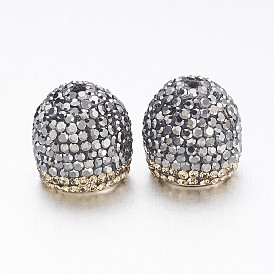 Латуни мозг заканчивается, Торцевые крышки, с полимерной глиной стразами, полукруглые / купольные