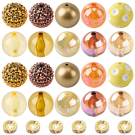 Наборы для изготовления ювелирных изделий своими руками, включая круглые акриловые и смоляные стразы, а также разделительные бусины из латунных стразов.