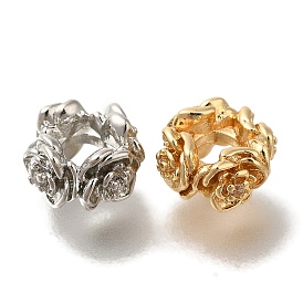 Brass Micro Pave Cubic Zirconia Beads, Flower