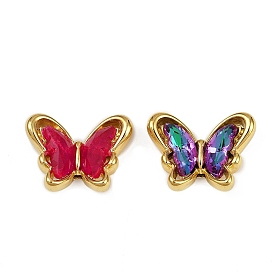 304 стеклянные бусины из нержавеющей стали, бабочки прелести, ионное покрытие (ip), реальный 18 k позолоченный, граненые