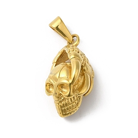 PVD Vacuum Plating 304 Stainless Steel Pendants, Skull with Claw Charm