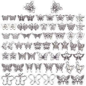 PandaHall Elite 60pcs 30 Style Zinc Alloy Pendants Set, Butterfly