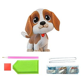 Dog DIY Diamond Painting Kit, Including Acrylic Rhinestones Bag, Diamond Sticky Pen, Tray Plate, Metal Chain, Glue Clay and Canvas