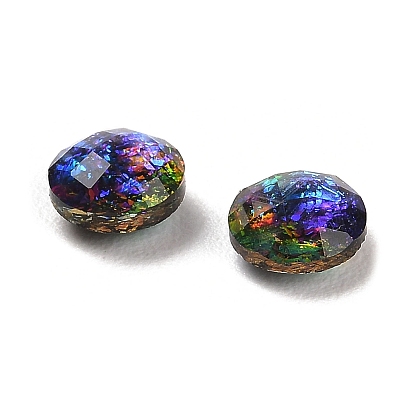 Resin Imitation Opal Cabochons, Single Face Faceted, Rondelle