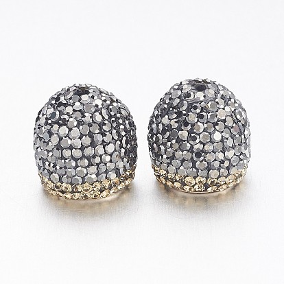 Латуни мозг заканчивается, Торцевые крышки, с полимерной глиной стразами, полукруглые / купольные