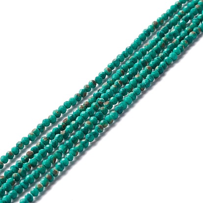 Perles synthétiques malachite brins, facette, ronde