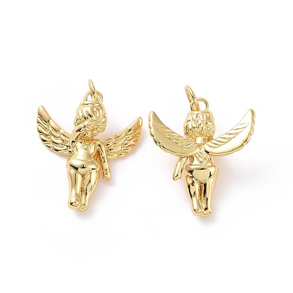 Angel Brass Pendants, with Jump Rings, Cadmium Free & Nickel Free & Lead Free