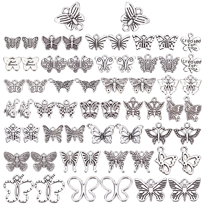 60pcs 30 Style Zinc Alloy Pendants Set, Butterfly
