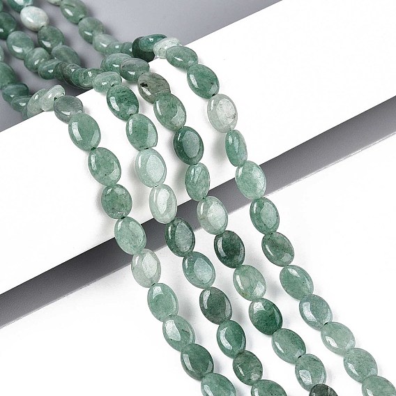 Естественный зеленый авантюрин бисер нитей, Плоско-овальные
