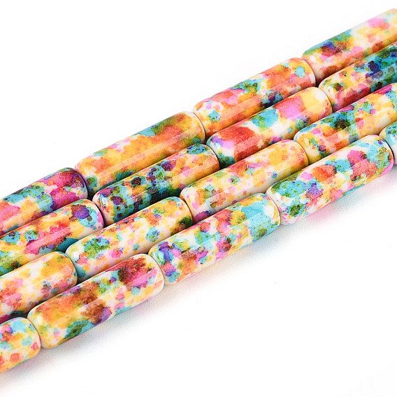 Синтетических нитей бирюзовые бусы, окрашеные, колонка