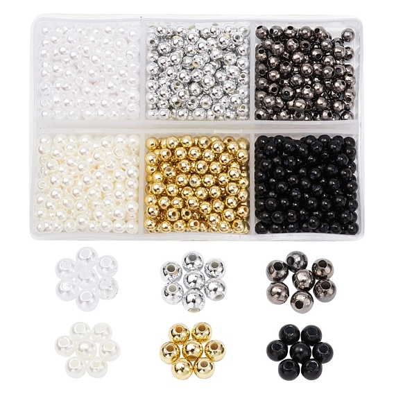 DIY Round Beads DIY Making Finding Kit, Including ABS Plastic Beads, Iron Spacer Beads