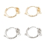Brass Hoop Earring Findings, Long-Lasting Plated, with Horizontal Loop, Twist Ring