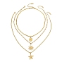 Océano 304 Colgante de disco de estrella de mar y sol de acero inoxidable 3 Collares de capas para mujer