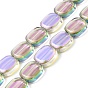 Transparent Electroplate Glass Bead Strands, Half Rainbow Plated, Rectangle