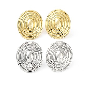 Oval Rack Plating Brass Studs Earrings for Women, Long-Lasting Plated, Lead Free & Cadmium Free