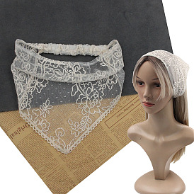 300Pcs Flower Pattern Lace Polyester Headbands, Triangular Head Scarf for Girls Women