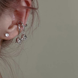 Delicate Bellflower Pendant Ear Clip - Minimalist, Sophisticated, Non-pierced Earring for Women.