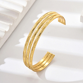 Stainless Steel Triple Layer Cuff Bangles