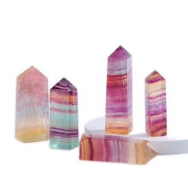 Tower Natural Fluorite Home Display Decoration, Healing Stone Wands, for Reiki Chakra Meditation Therapy Decors, Square Prism