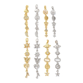 Латунные микропаве прозрачные подвески с фианитом, кисточкой кулон