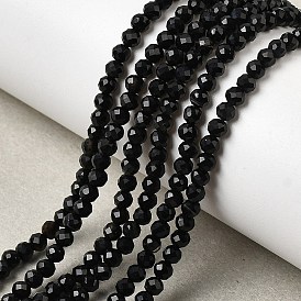 Натуральный черный агат бисер нитей, граненые, круглые, окрашенная и подогревом