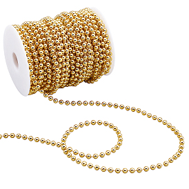 Цепочки ручной работы из бисера с искусственным жемчугом, с хлопчатобумажной нитью, мяч цепи, несварные, с катушкой, круглые