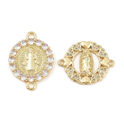 Шармы-соединители из латуни с паве из кубического циркония, святые девственные ссылки, без свинца и без кадмия, долговечный, реальный 18 k позолоченный, стойки покрытие