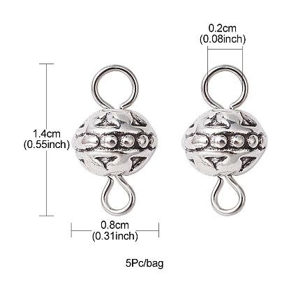Tibetan Style Alloy Connector Charms, Round Links with Iron Double Loops