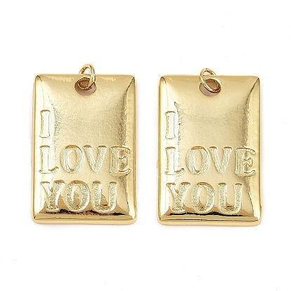 Латунные подвески, прямоугольник со словом я тебя люблю подвески, без кадмия и без свинца, стойки покрытие, долговечный, штамповка пустой метки, с целью перехода в кольце