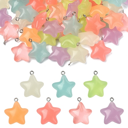 70шт 7 цвета подвески из светящейся прозрачной смолы, звезды прелести, светится в темноте, из нержавеющей стали с цветным покрытием 304 петли из нержавеющей стали