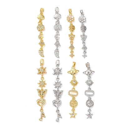 Латунные микропаве прозрачные подвески с фианитом, кисточкой кулон