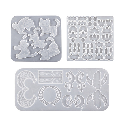 Moon/Sun/Skull DIY Silicone Pendant Molds, Resin Casting Molds, for UV Resin, Epoxy Resin Jewelry Making
