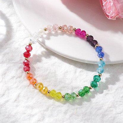 Браслеты из стеклянных бусин с гальваническим покрытием «чакра» для женщин, рондель